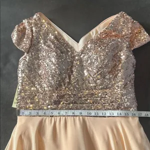 Women’s Full Length Prom Formal Dress Sequined V-Neck Bodice SideZip Size 12 NEW thumbnail 9