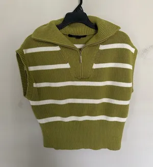 Marc New York Striped Quarter Zip Sweater Vest Size XS Chic Preppy Career thumbnail 1