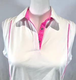 Golf Puremotion driFit white and pink sleeveless polo top size medium thumbnail 1