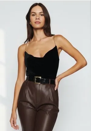 Reformation‎ Rori Velvet Cowl Neck Cami Top Black Size Small NWT thumbnail 1