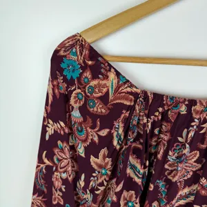 Cato Boho Floral Peasant Bell‎ Sleeve Blouse Size 22/24W Burgundy Lightweight thumbnail 3