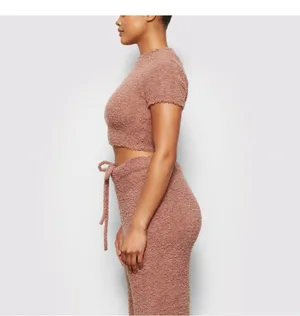 Cozy Knit Cropped T-Shirt Rose Clay thumbnail 2
