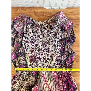 Ulla Johnson Asis Midi Dress Cotton Silk Batik Floral Tiered Purple Fuchsia 0 thumbnail 8
