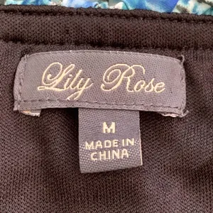 Lila Rose Dress Blue Green Black Print Sleeveless Ruffle Mini Dress Medium thumbnail 3