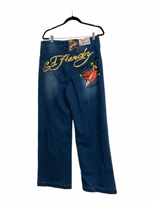 NWT ED HARDY Women’s Dagger Heart Wide Leg Jean WEHDB8300-3 SZ-32 thumbnail 5