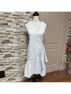 Zara NWT 100% cotton wrap dress with ruffles Sz S thumbnail 9