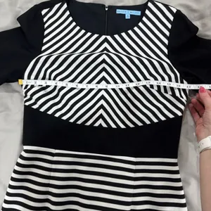 Antonio Melani Womans Dress Black‎ White Striped 3/4 Sleeve Sheath size 8 thumbnail 6