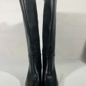 Xoxo Kendal Leather Tall Boot With Gold Heel Accent Zip Women Sz 10m Black New thumbnail 2