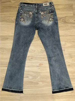 Fleur by Miss Me Y2K Western Bling Fleur De Lis Embellished Bootcut Jeans thumbnail 7
