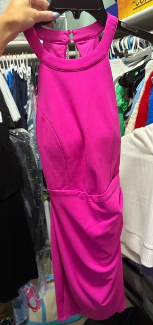 Fuchsia Halter Sheath Dress - Women's Sleeveless Dress thumbnail 1