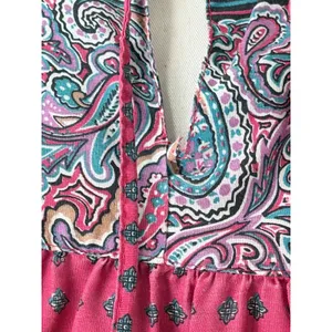 Vintage Robbie Bee Boho Paisley Midi Dress Red Festival Prairie‎ AS IS thumbnail 8