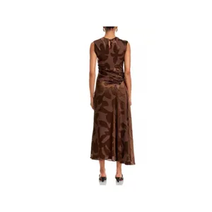 Simkhai Burke Draped Midi Dress in Cocoa Brown Size 4 thumbnail 6