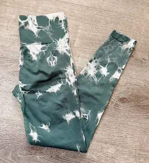 TIE DYE SCRUNCH LEGGINGS Green Size M thumbnail 1