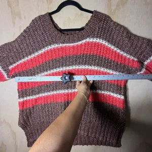OFFLINE by Aerie Striped Ribbed Knit Crewneck Sweater Women’s Size M Chunky Cozy thumbnail 4