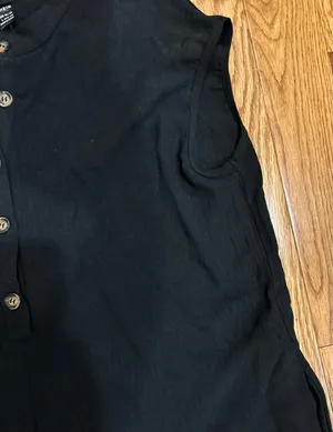 SHEIN black exaggerated Wide-Leg Button-Front placket oversize Jumpsuit L thumbnail 5