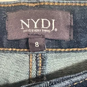 NYDJ Teresa Wide Leg Jeans Womens 8 Blue Excellent Cuffed Lift Tuck High Rise thumbnail 4