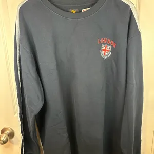 Five Star Navy Crew Neck Sweater with Embroidered Crest Black Size XL thumbnail 3