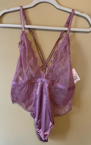 Auden Mauve Lace and Satin Body Suit thumbnail 1