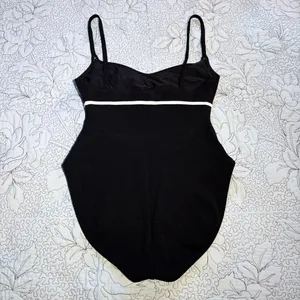 Vintage Oscar de la Renta Black White Bow One Piece Swimsuit Sz 14💛 thumbnail 4