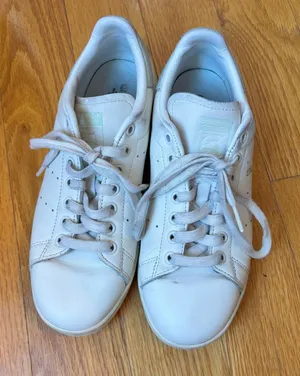 Adidas‎ Stan Smith White Matte Grey Sneakers Women's Size 7.5 Low Top Classic thumbnail 1