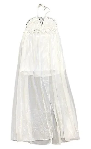 Hekka Croche Halter Maxi Dress in White, Size L​​​​​​​ thumbnail 1
