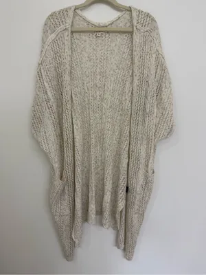 POL Light Cream Open Knit Women's Open Cardigan Sweater Women’s Size M thumbnail 2