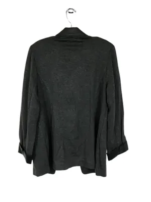 NWOT Susan Graver Size 14 Gray Ponte Jacket with Faux Leather Trim NEW thumbnail 3