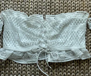The Vintage Shop White Lace Sheer Corset Croptop L thumbnail 2