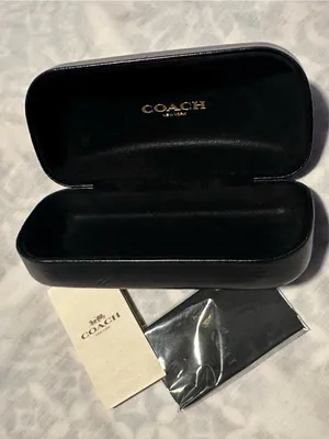 Coach Black Eyewear Case with Gold Logo and Cloth thumbnail 1