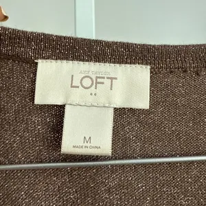 LOFT Brown Metallic Cardigan Sweater size Medium minimalist‎ quiet luxury thumbnail 4