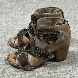 Freebird Steven Violet Studded Sandals Womens 8 Distressed Brown Western Booties thumbnail 1