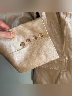 Chadwicks Vintage Y2K Champagne Gold Metallic Leather Blazer Tailored Capsule thumbnail 6