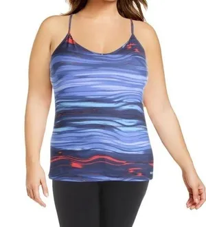 Marmot Solstice Blue Striped Yoga Fitness Shaping Racerback Tank M thumbnail 1
