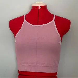 Halter Racerback Crop Top Sz L Pink thumbnail 1