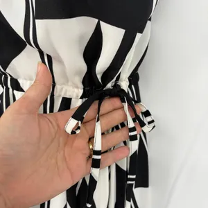Express Asymmetric Geometric Maxi Dress Sz XS Resort Art Deco Monochrome Hanky thumbnail 4