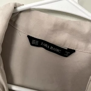 Zara Basic tan cream‎ jacket button down pockets elastic sides trendy classic Size XS thumbnail 5