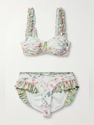 LoveShackFancy Annika Ruffle Bikini Daydream Multi Small NWT thumbnail 10