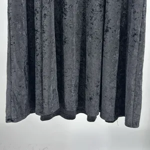 Black vintage crushed velvet Midi Dress long sleeve flowy cross cross back witch thumbnail 9