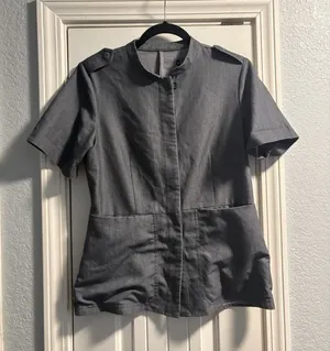FIGS Scrub Top Womens Small Grey Technical Collection Mandarin Collar W18SW1010 thumbnail 1