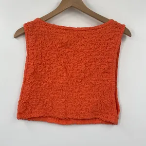Free People 2 Piece Set Smocked Cropped Tank High Waist Mini Orange Womens Large thumbnail 4