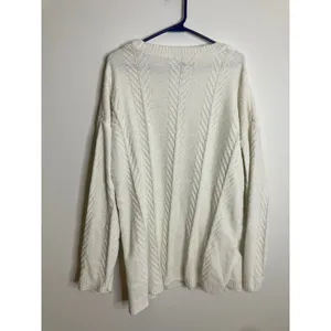 Orvis Chenille Cable Knit Sweater Womens XXL White Excellent Crew Neck Soft thumbnail 5