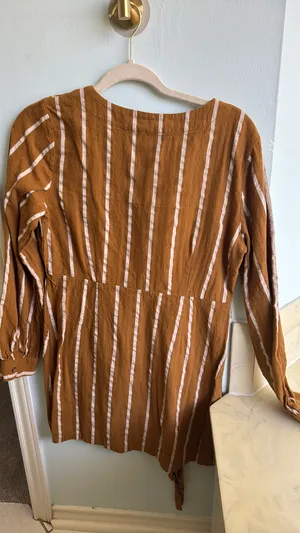 Brown striped kindle dress with belt thumbnail 2