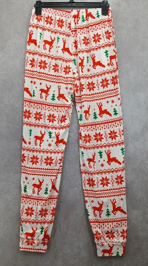 Red Christmas Holiday Print Y2K VTG Festive‎ Ekouaer Pajama Legging Pants Small thumbnail 1