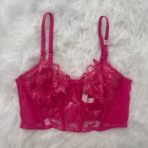 Victoria’s Secret Dream Angels Wicked Shimmer Heart Embroidery Corset Pink Large thumbnail 3
