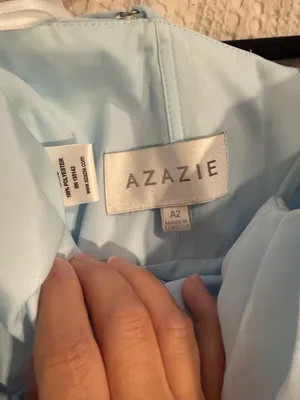Azazie Sky Blue Chiffon V-Neck Pleated Spaghetti Strap Bridesmaid Dress Size A2 thumbnail 6