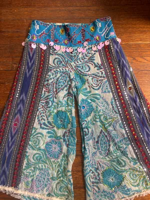 Handmade Beaded Capris Blue Size M thumbnail 3
