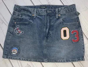 Wild Fable Denim Mini Skirt With Patches Women’s 8 NWT thumbnail 1