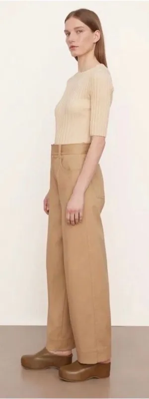 Vince Seam Front Trouser Wide Leg Camel Brown Khaki Size 14 thumbnail 1