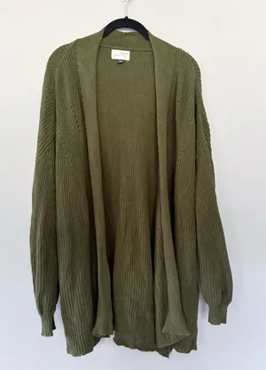 Universal Threads Olive Green Textured Knit Open-Front Cardigan XL thumbnail 1