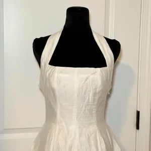 NEW Socialite Women White Halter Mini Dress Linen Blend Size M Cottage Chic thumbnail 3